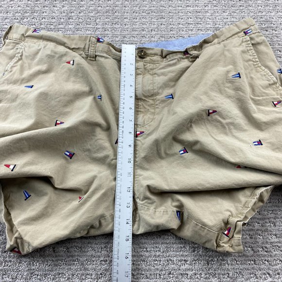 Tommy Hilfiger Khaki Shorts Men 44 Brown Short Chino Pants All Over Embroidered - Picture 14 of 16